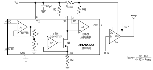 MAX4473:典型工作电路