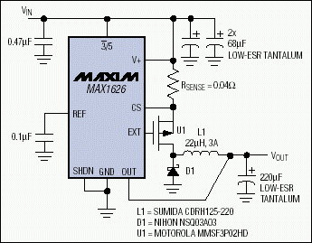 Figure 4. A standard DC-DC converter circuit illustrates the ideas of Figure 3.