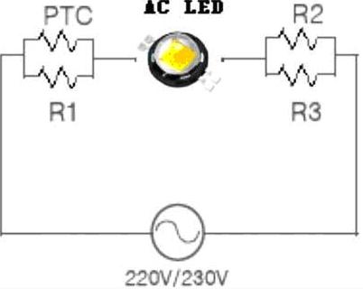 图6 AC LED的典型应用电原理图