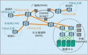 图1：网络处理是指对在通信和网络设备中传送的数据包进行的处理，网络处理不仅出现在网络核心，还出现在MAN/LAN。