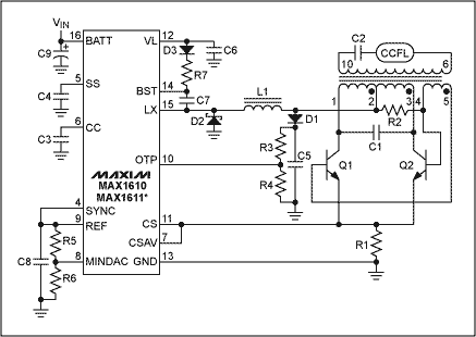 图1. CCFL电路需要变压器为荧光灯管提供高压。