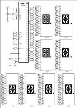 图1. MAX6954 16段显示应用电路 