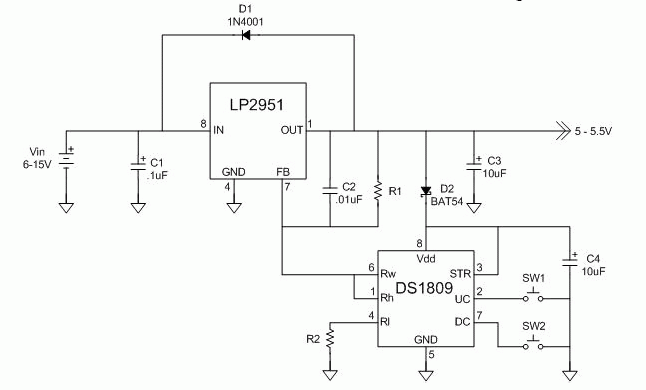  Figure 1. Variable Power Supply Circuit, 5.0V To 5.5V Range.