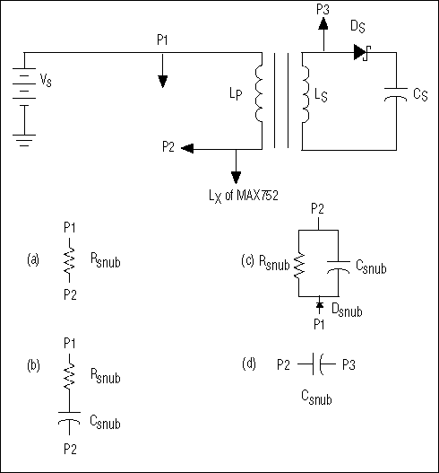 Figure 5. Snubber circuits for flyback transformers.