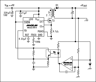 Figure 3. A flyback converter stores energy during every cycle: in the transformer  when the power MOSFET is ON and forward to the load when the power MOSFET is OFF.