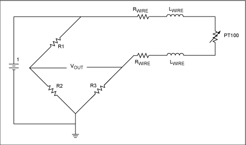 图1. 2线连接时，由于引线电阻与RTD串联，增大了电阻，会最终影响测量精度。