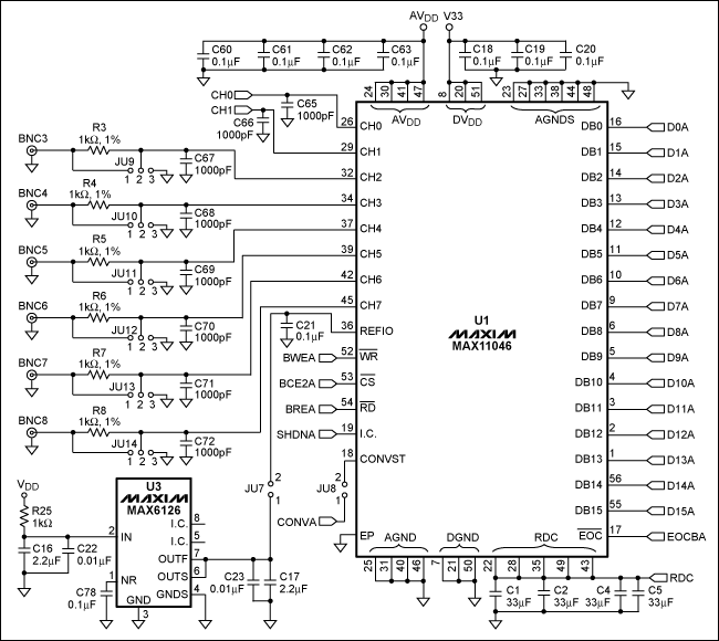 Figure 6. The MAX11046 in a typical connection scheme.
