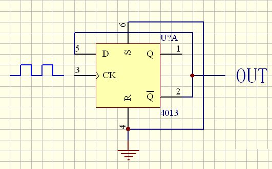 （图）用D触发器实现二分频电路