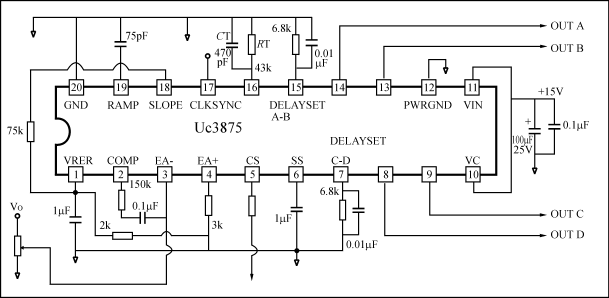 用uc3875等组成的1000w全桥软开关电源ic移相控制系统实际电路图