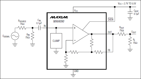 MAX4090：典型工作电路