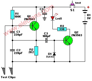 http://www.elecfans.com 简单的晶体测试仪电路图