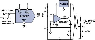 图4：4 mA～20 mA的电流控制电路