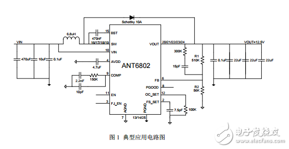 ANT6802输出可调，最大18V*4A同步升压IC