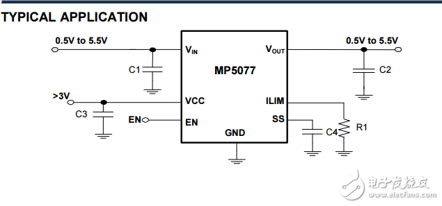 mp5077可编程电流限制低导通电阻负载开关