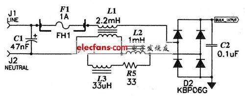 图6 输入EM I滤波器及阻尼网络