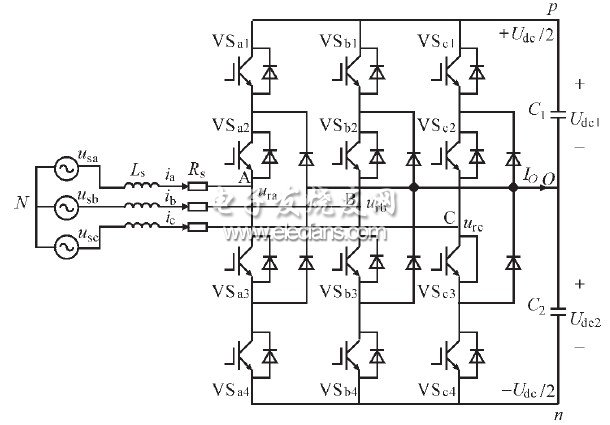 图1 三电平PWM整流器主电路拓扑结构
