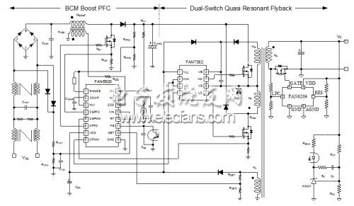 Integrated Boundary Mode PFC / Quasi-Resonant Current Mode PWM Controller Typ. circuit