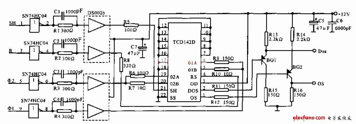 TCD142D构成线阵CCD驱动电路