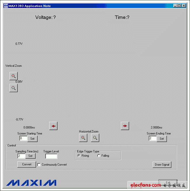 图3. MAX1393参考设计的Windows程序启动