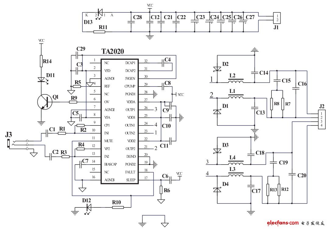 TA2020构成的功放电路