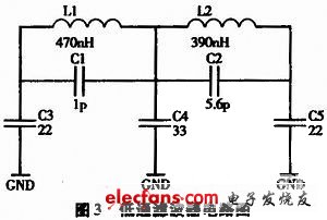 图3低通滤波器电路图