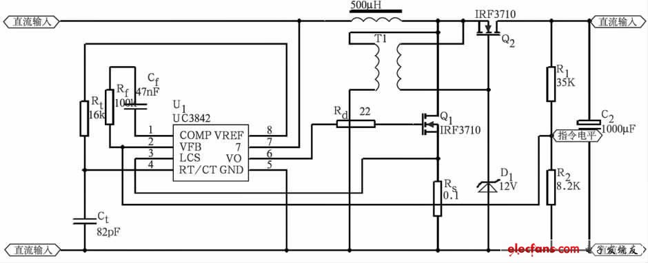 图2 主电路及UC3842 控制电路图