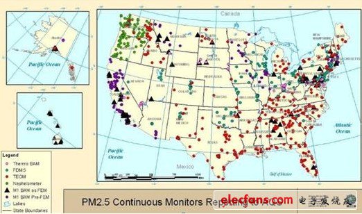 美国2010年PM2.5监测使用的仪器清单和布点