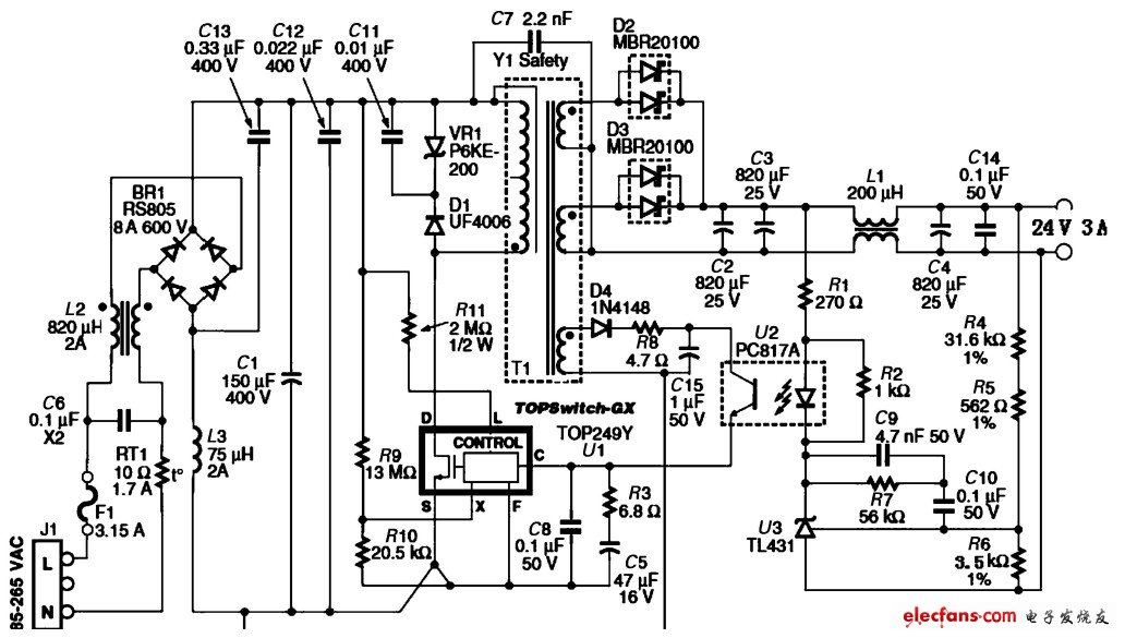 图3 72W 开关电源适配器