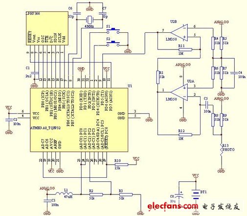光电式非接触转速计电路原理图 - 应用电子电路