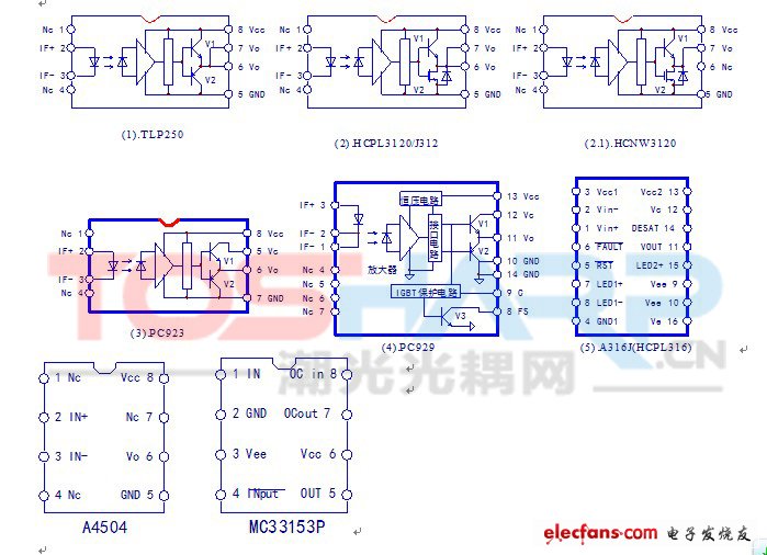 变频器电路中光耦器件功能引脚图