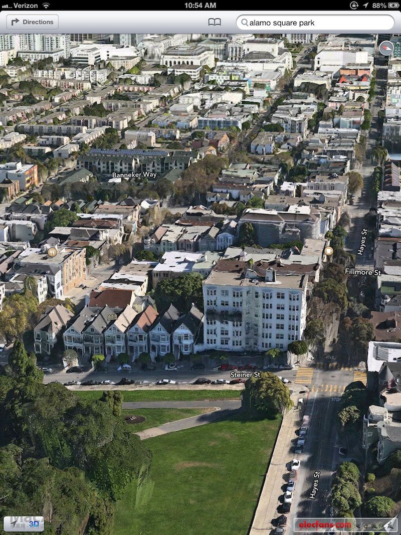 苹果flyover 3d模式 - ios 6 3d地图效果测试 比谷歌街景好太多
