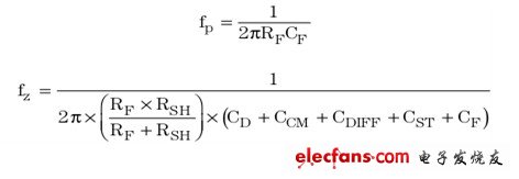 运用代数计算方法得到系统极点频率fp 和系统零频率fz 的方程式分别为：