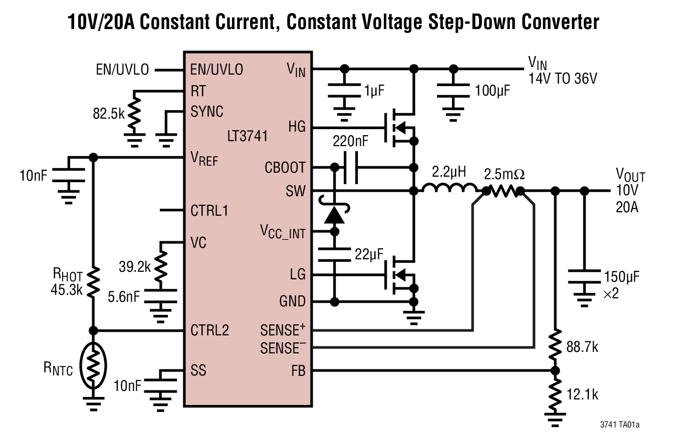 10V/20A恒定电流、恒定电压降压型转换器