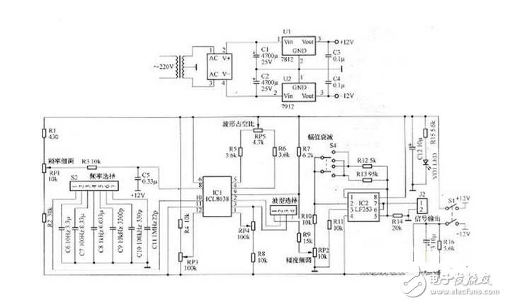 多功能信号发生器电子电路设计图