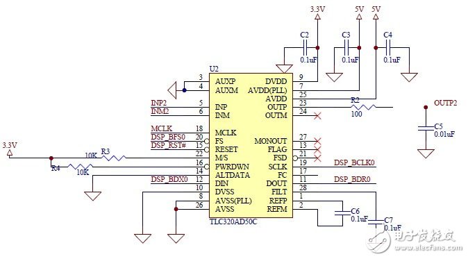 DSP信号采集电平转换电路设计图 - 信号处理电