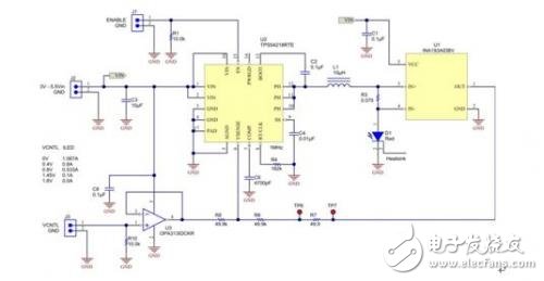 　图1 配置为调节LED中恒定电流的同步降压转换器