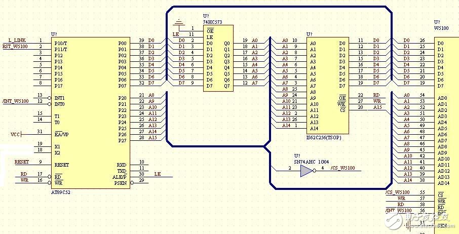 W5100网络接口电子电路设计图 —电路图天天读（160）