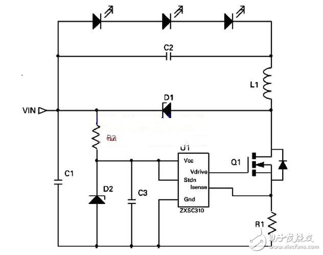 白光LED可以采用串联或并联连接方式，这两种解决方案各有优缺点。并联方式的缺点是LED电流及亮度不能自动匹配。串联方式保持固有的匹配特性，但需要更高的供电电压。因白光LED的正向压降为3～4V（典型值），无论是并联方式还是串联方式，大多数便携式电子设备的电池电压都不足以驱动LED，所以需要一个独立电源供电。
