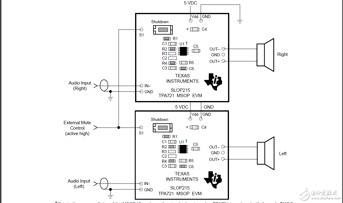TPA721MSOP音频放大器评估模块