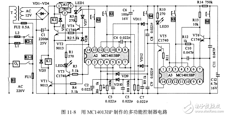 基于MC14013BP多功能控制器设计与实现