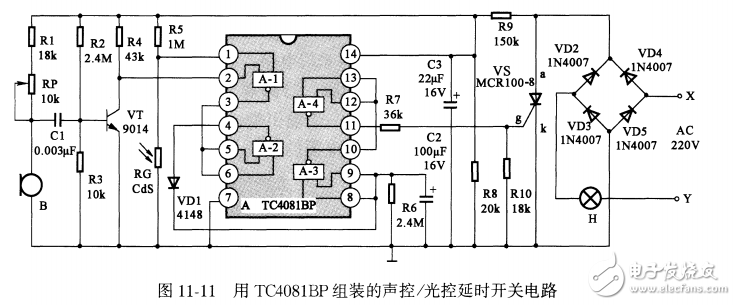 基于TC4081BP声、光控延时开关电路设计-电