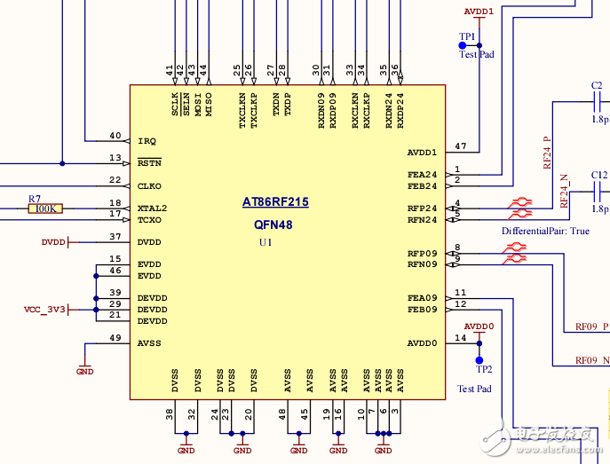 基于ATREB215-XPRO的AT86RF215射频收发器设计图纸