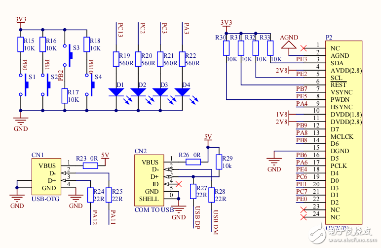 STM32F407 开发板原理图-电子电路图,电子技