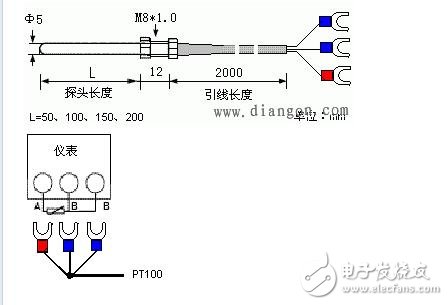 pt100温度传感器工作原理，pt100传感器接线图