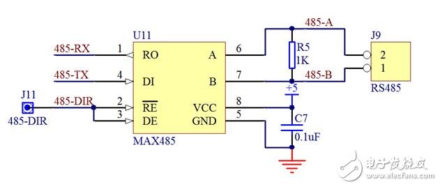 单片机RS485通信接口、原理图、控制线