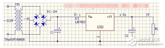 三端稳压器7805接线图分析