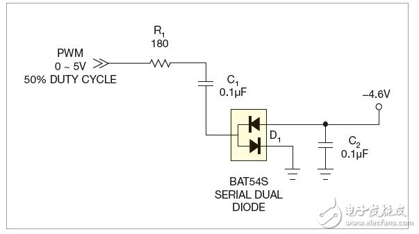 图1，二极管与电容提供了负电压。
