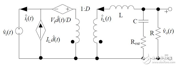 图7 非隔离负电压Buck开关电源CCM小信号模型