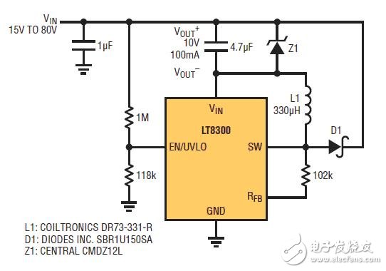  采用 5 引脚 TSOT-23 封装的 100V 微功率 No-Opto 隔离反激式转换器