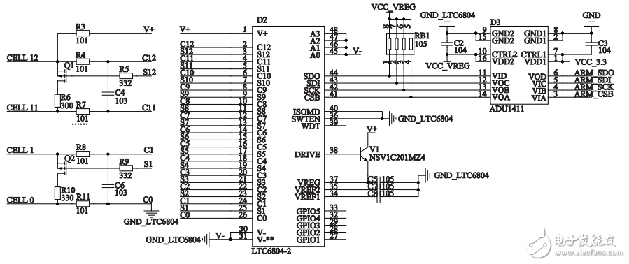 电压测量电路 - 基于LTC6804-2的锂电池